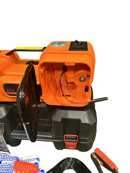 Електричний домкрат 3в1 12V, 5Т &mdash; Домкрат, Компресор, Ліхтар / Електрогідравлічний для авто HM-domkrat фото