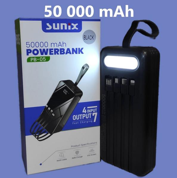 Повербанк із ліхтариком Power Bank 50000 mAh Sunix PB-05  PB-05 фото