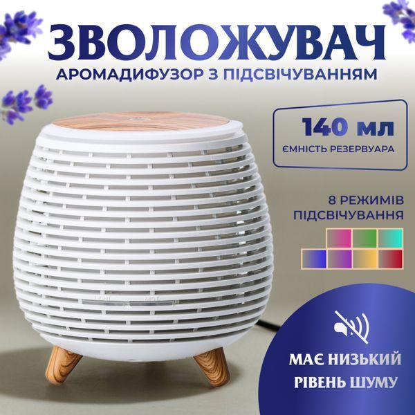Зволожувач повітря аромадифузор з підсвічуванням 140 мл, білий HPKP6049B фото