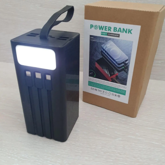 Повербанк із кабелями для заряджання телефона переносної 50000 mAh lider, Power Bank потужний з ліхтариком lider фото