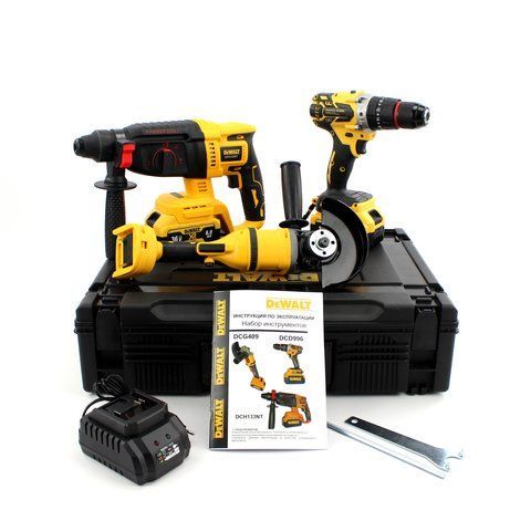 Набір 3в1 АКБ DeWalt 48V (Шуруповерт DCD996 + КШМ DCG409 + перфоратор DCH133NT) / Набір 3в1 Девольт HM-3v1-DW фото