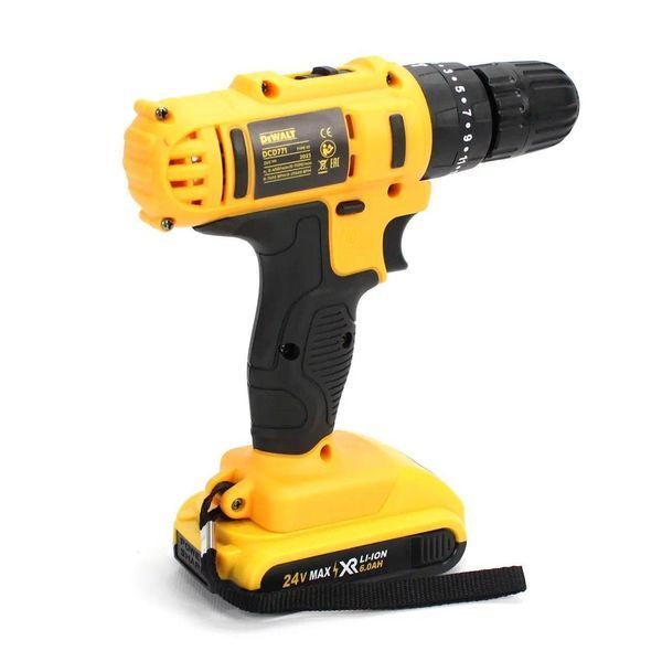 Шурупокрут ударний DeWALT DCD771 (24V, 6Ah) з набором інструментів DCD771 фото