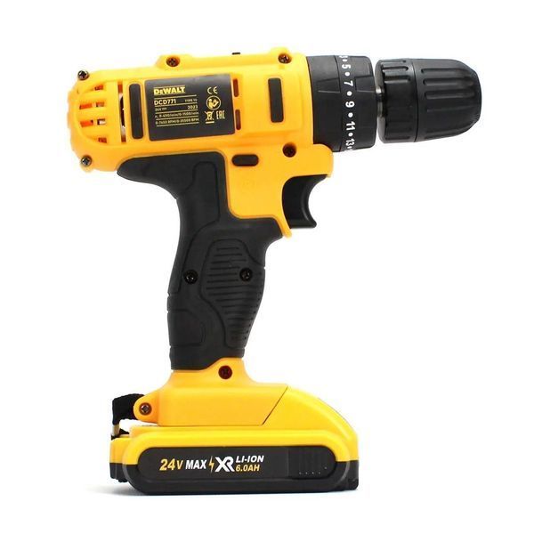 Шурупокрут ударний DeWALT DCD771 (24V, 6Ah) з набором інструментів DCD771 фото